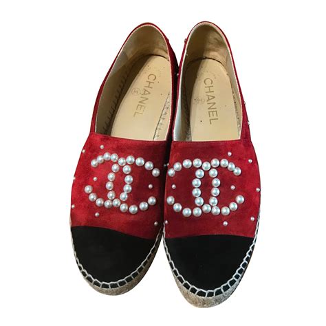 espadrille femme chanel rouge|authentic Chanel espadrilles.